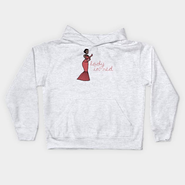 Jazz Artist - "Lady in Red" Kids Hoodie by LochNestFarm